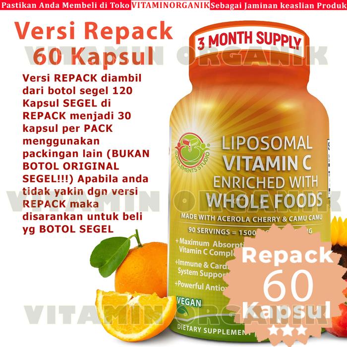 Gambar Liposomal Vitamin C 1400mg + ORGANIC WholeFoods Supplements Studio USA - REPACK 60 CAP dari VITAMINORGANIK undefined Tokopedia
