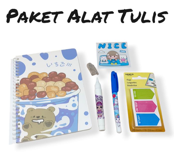 Gambar Paket Alat Tulis 4 In 1 / Study Set Free 2 Lembar Stiker Momo dari RAJA ATK_NEW undefined Tokopedia