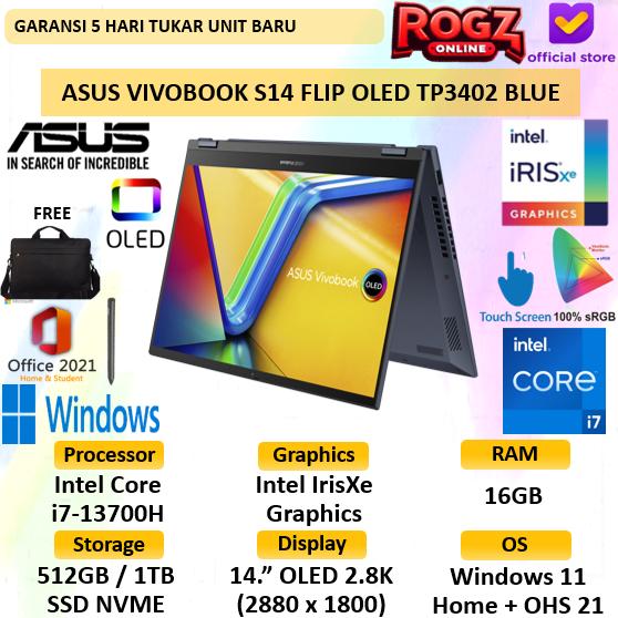 Gambar VivoBook S14 Flip Tp3402 Core I7 Gen 13 16GB 1TB SSD W 11 + OHS OLED - NON PAKET, SLV 16GB 1TBSSD dari ROGZ Online undefined Tokopedia