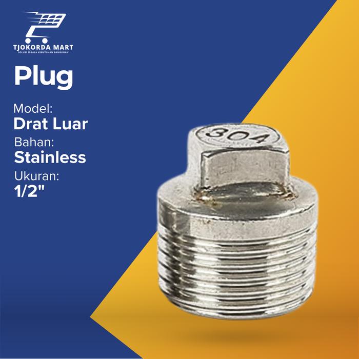 Gambar Plug DOP Drat Luar Stainless / kuningan 1/2 " inchi 3/4inch - Plug 1/2 dari TjokordaMart undefined Tokopedia