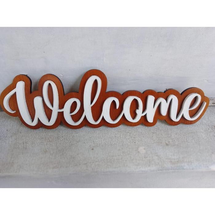 Gambar HIASAN DINDING WELCOME SIGN KAYU / PAPAN TANDA / WALLDECOR - walnut-putih dari Azzana Collectionss undefined Tokopedia