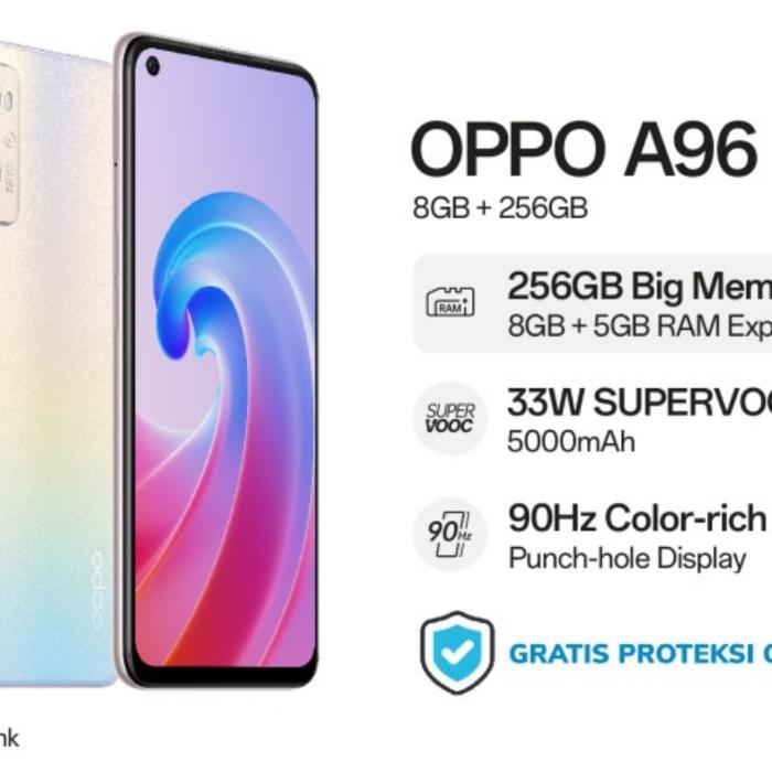 Gambar OPPO A96 RAM 8/256 GB GARANSI RESMI - PEARL PINK dari Sahabat Phoneshop undefined Tokopedia