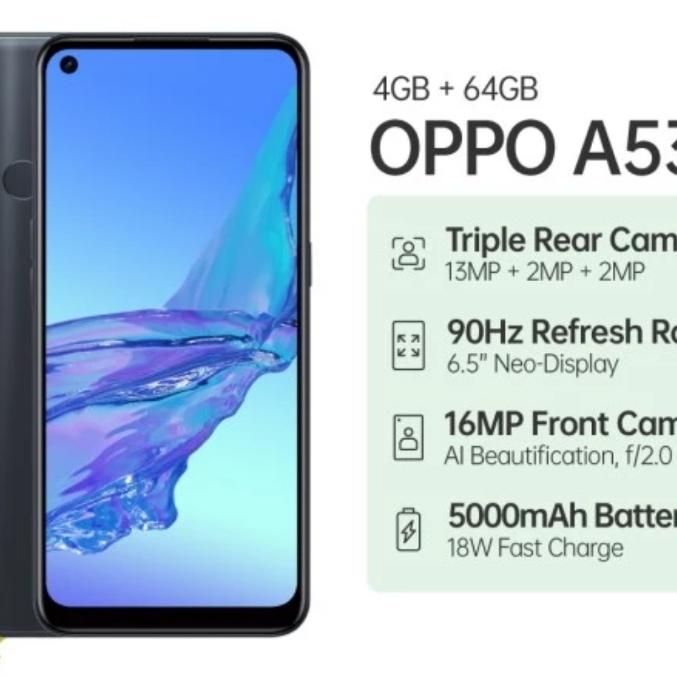 Gambar Oppo A53 RAM 4/64 Garansi Resmi oppo indonesia - Electric Black, 4/64 GB dari Sahabat Phoneshop undefined Tokopedia