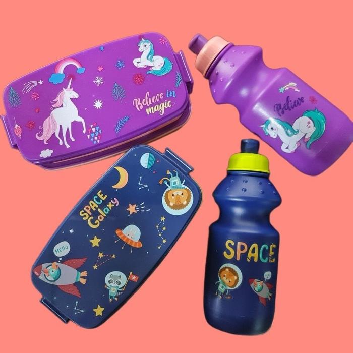 Gambar Kotak Bekal Anak Set / Lunch Box Anak Set + Botol Minum Karakter - PERSEGI PANJANG, PURPLE UNICORN dari Gudang-Lunchbox undefined Tokopedia