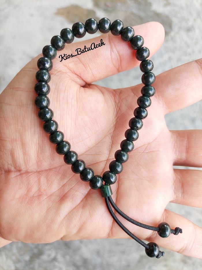 Gambar Gelang Tasbih Batu Giok Black Jade Original Aceh Tabung Pipih 33 Butir - Tasbih Bulat dari Kios Batu Aceh undefined Tokopedia