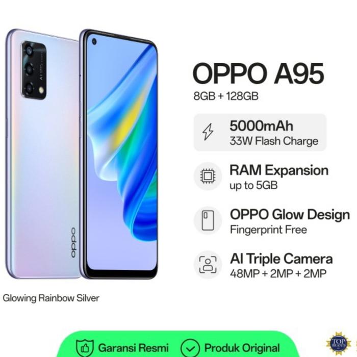 Gambar OPPO A95 8/128 GB GARANSI RESMI - Rainbow Silver dari Sahabat Phoneshop undefined Tokopedia