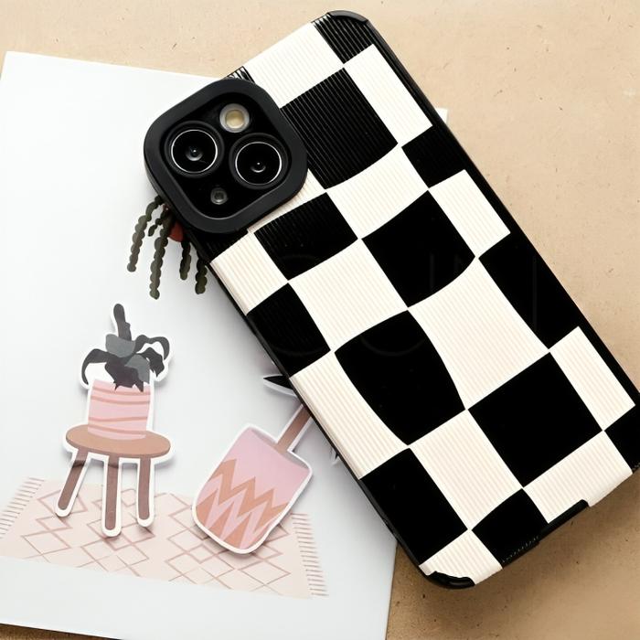 Gambar Aesthetic Black and White Case iPhone 13 Mini 14 Plus 15 Pro Max - Grid, 14 Plus dari Musasho id undefined Tokopedia