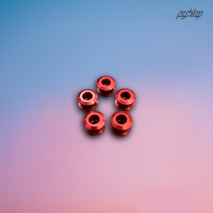 Gambar boltnut alloy polos / baut single chainring sepeda warna polos - Merah dari Psychloop Cycling Shop undefined Tokopedia