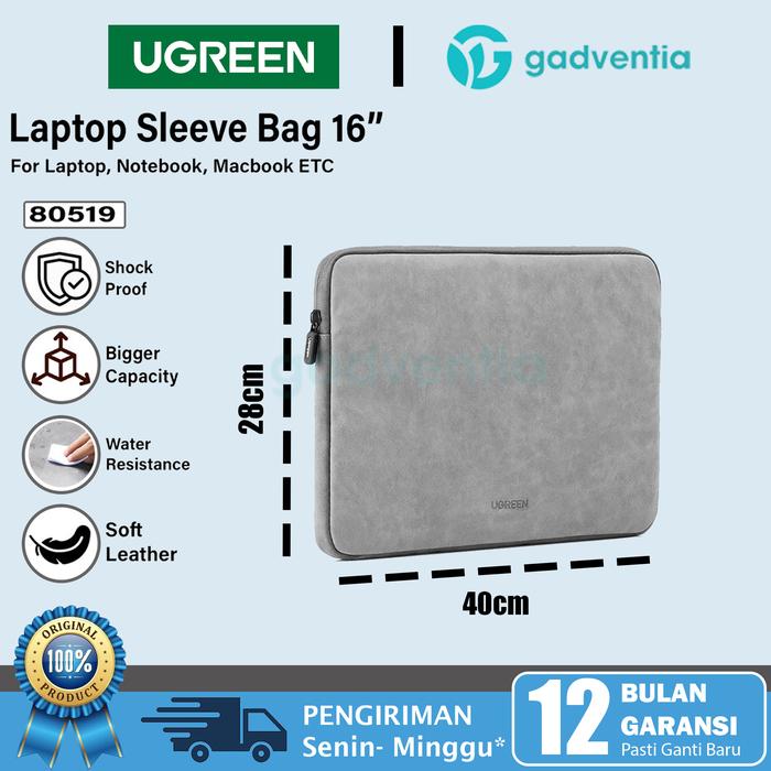 Gambar UGREEN Tas Laptop Bag Sleeve Case Macbook iPad Pro 13" 13.3" 13 inch - GREY 16 INCH dari GADVENTIA undefined Tokopedia