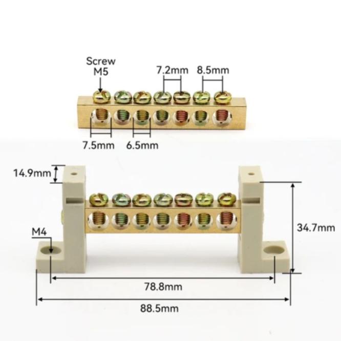Gambar Busbar Grounding Nol Arde Tembaga Netral - 7 HOLE dari Aufa Dinamika Elektrik undefined Tokopedia