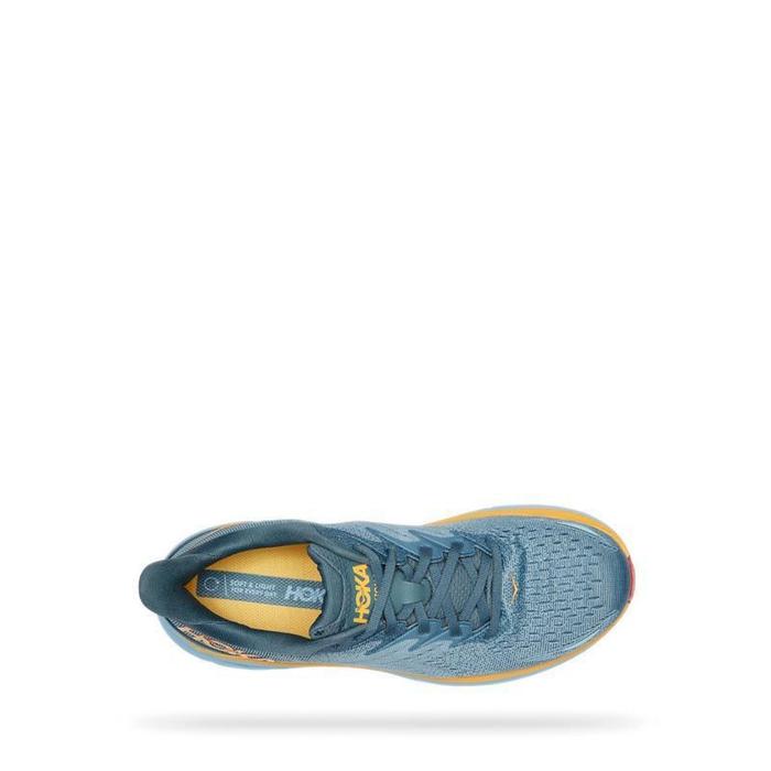 Gambar Hoka One One Clifton 8 Wide Mens Running Grey Blue Yellow Original - Blue Yellow, 41 dari Dagelstore.id undefined Tokopedia