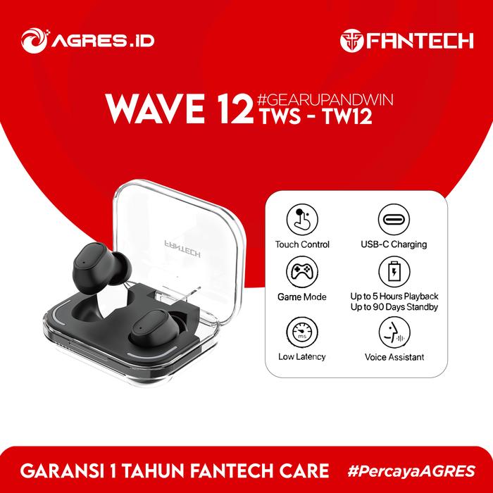 Gambar Fantech WAVE 12 TW12 | TWS Bluetooth Earbuds with Microphone - Hitam dari AGRES ID JOGJA undefined Tokopedia