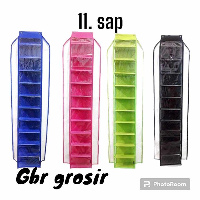 Gambar RAK SEPATU GANTUNG 11 susun JUMBO RESLETING POLOS - Hitam, (11 susun) dari supernir gbrgrosir undefined Tokopedia