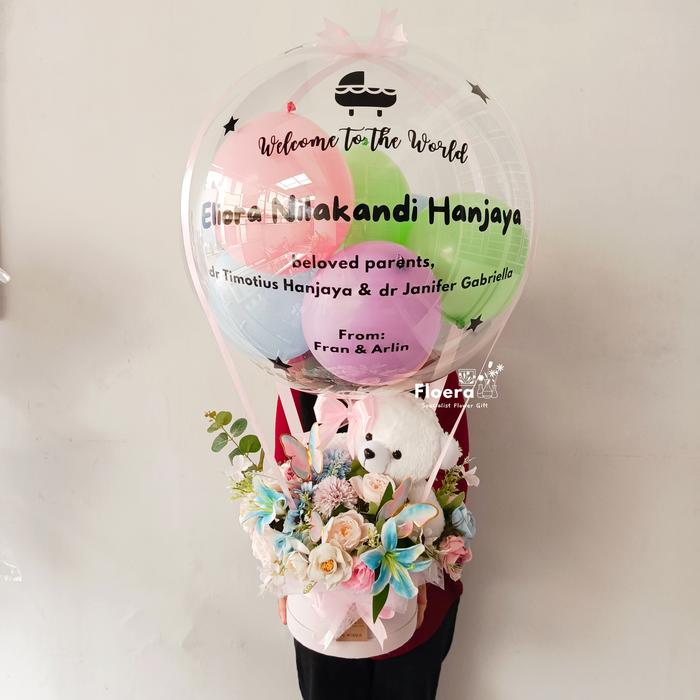 Gambar Buket balon xl jumbo boneka karangan bunga hot air balloon - Monokrom, teddy toga dari Floera undefined Tokopedia