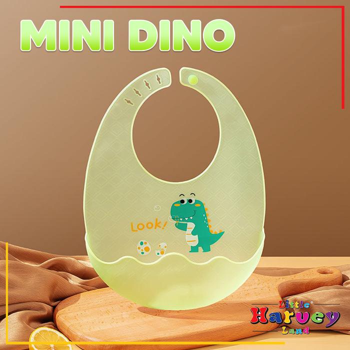 Gambar BABY BIB Celemek Makan Bayi Slaber Silikon Waterproof Anak Bibs Apron - Mini Dino dari Little Harvey Land undefined Tokopedia