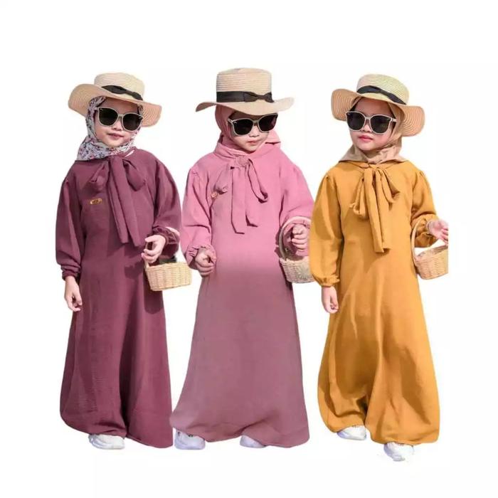 Gambar gamis anak istiqomah untuk usia 3-12 tahun// model gamis terbaru - caramell, 8 dari pusat baju anak anak undefined 5 Tokopedia