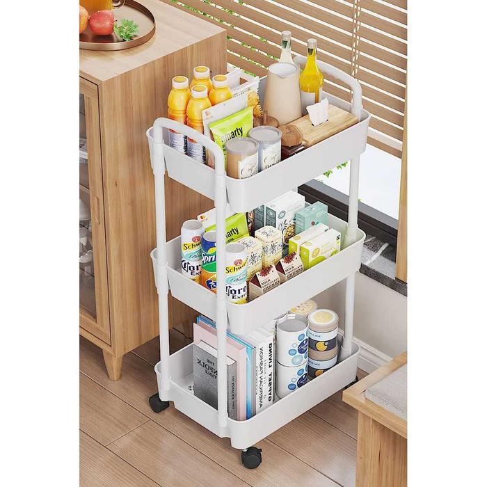 Gambar Rak Dapur Bumbu Botol Sisip Susun Tingkat Roda Dorong Kitchen Rack 1 - Tipe B 3 layer dari Glotima undefined Tokopedia