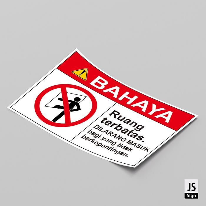 Gambar STICKER K3 SAFETYSIGN BAHAYA RUANG TERBATAS - L(60x40cm) dari JS Sign undefined Tokopedia