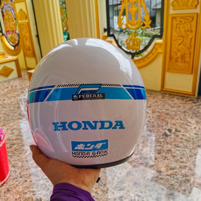 Gambar HELM HONDA GL SERIES HELM JADUL - white blue, L dari SRIJAYA HELM SEMARANG undefined Tokopedia