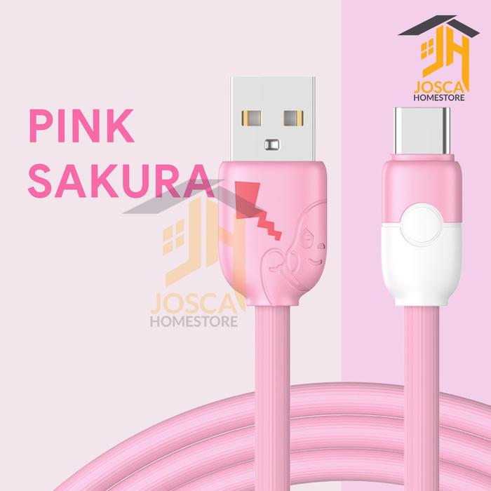 Gambar Pikachu Kabel Charger handphone Colorful Type C Fast Charging 3A - Merah Muda dari Josca Homestore undefined Tokopedia