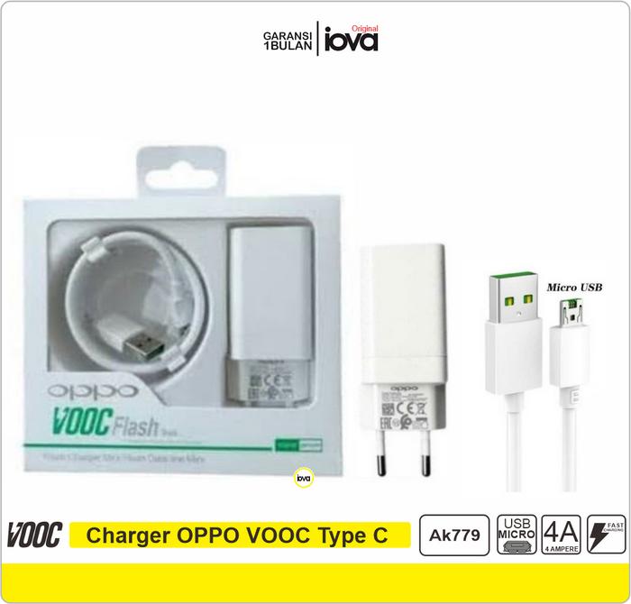 Gambar Charger OPPO VOOC ORIGINAL 4A fast charging adaptor Micro usb Type c - casan micro ori dari iova original undefined Tokopedia