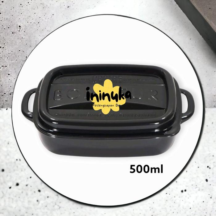 Gambar Lunch Box Bonheur 500ml Kotak Makan Bekal Bento Tools - Hitam - 500ml dari ininuka bento undefined Tokopedia