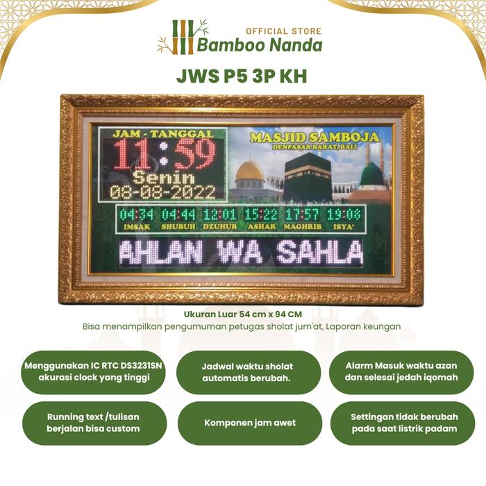 Gambar JAM DIGITAL JADWAL SHOLAT MASJID TYPE P5 3PKH KALIGRAFI FULL COLOR dari Bamboo nanda art gallery undefined Tokopedia