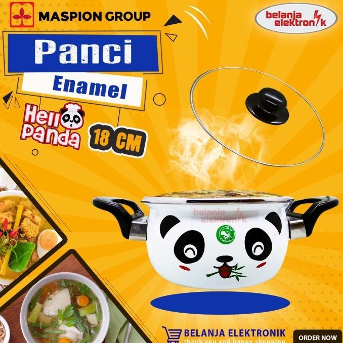 Gambar TERMURAH! MASPION PANCI ENAMEL HELLO PANDA 18 CM + TUTUP KACA LASRYNTA dari lasryntastel undefined Tokopedia