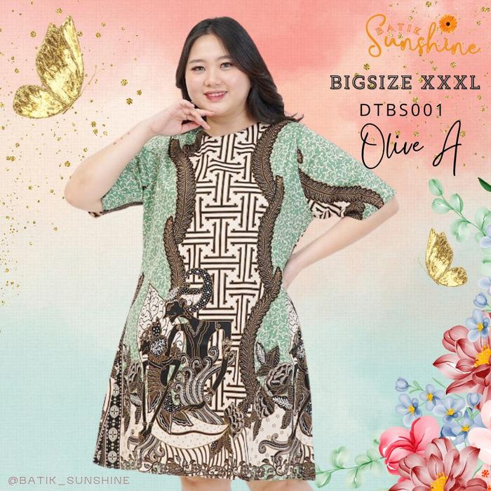 Gambar Dress Terusan Batik Jumbo Big Size XXXL / Batik Wanita DTBS001 (11) - Olive A dari Batik Sunshine undefined Tokopedia