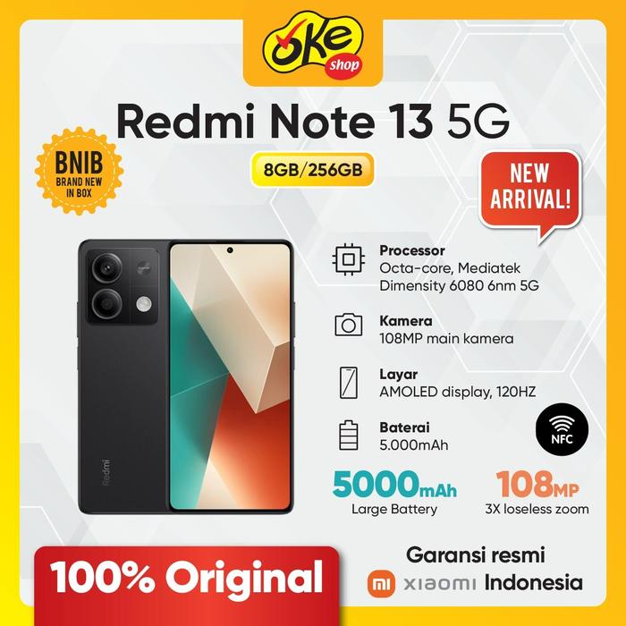 Gambar Xiaomi Redmi Note 13 5G 8/256GB - Black dari Okeshop Grand Indonesia undefined Tokopedia