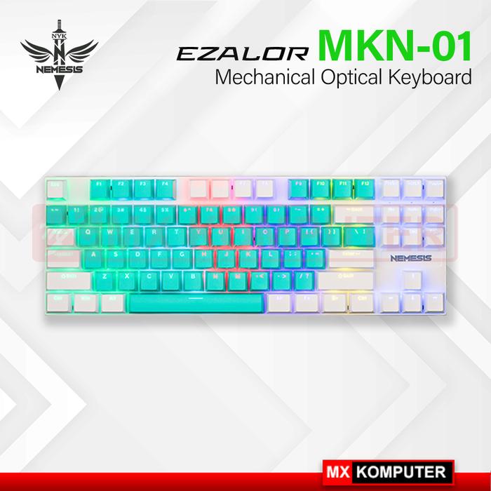 Gambar Gaming Keyboard NYK MKN-01 / MKN01 Ezalor 87 Keys Rainbow Mechanical - Blue White, RED dari MXKomputer_NEW undefined Tokopedia