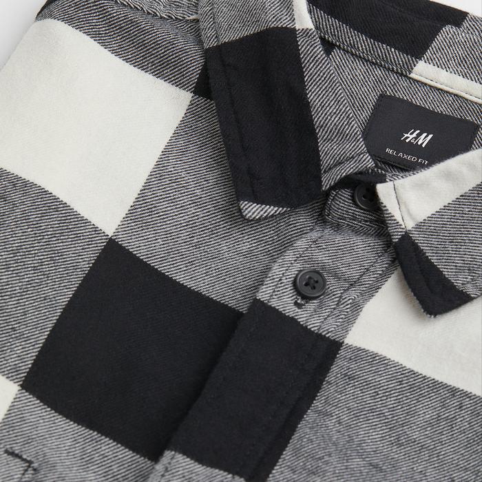 Jual H&M Relaxed Fit Flannel Shirt White/Red/Purple Purple
