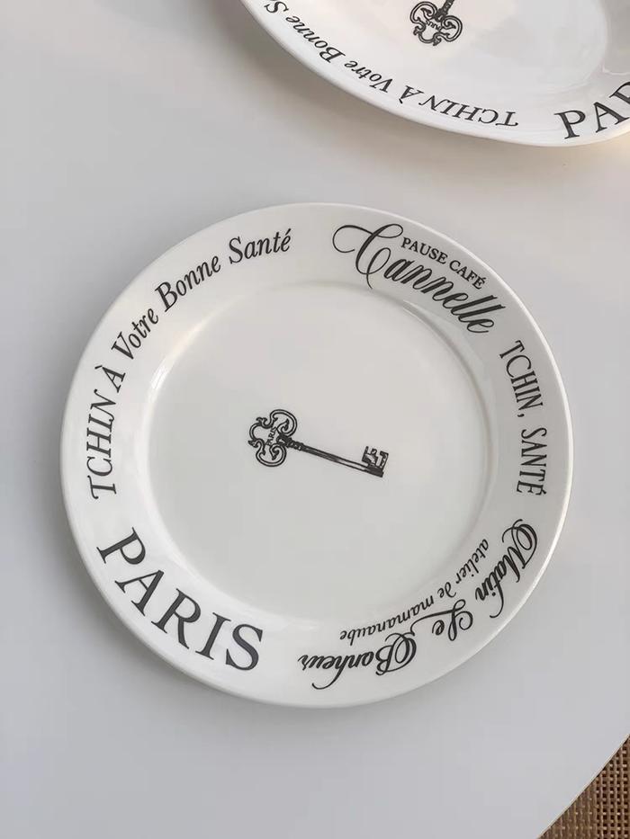 Gambar FRANCE PLATE/Aesthetic Ceramic Plate/Korean Plate/French Letter Plate - KEY (ROUND) dari ShopwithLS undefined Tokopedia