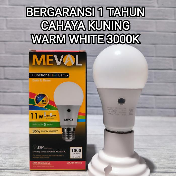 Gambar MEVAL LAMPU LED 11W SENSOR CAHAYA KUNING WARM WHITE 3000K LIGHT SENSOR dari CARINA LISTRIK GUDANG LAMPU undefined Tokopedia