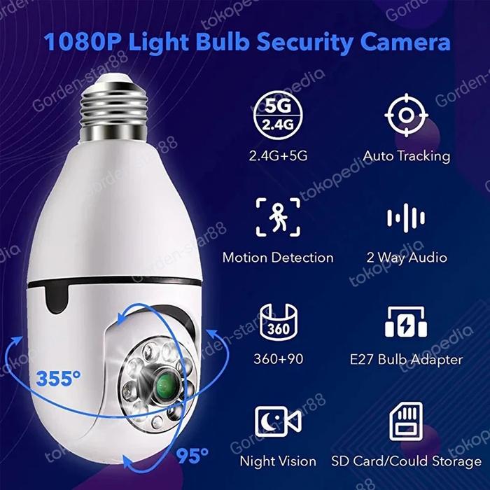 Jual WIFI Panoramic Camera V380 Bulb Camera CCTV Bohlam CCTV+