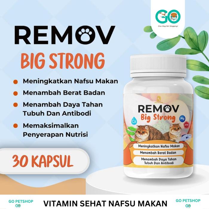 Gambar Remov VItamin Kucing Gemuk Bulu Lebat Nafsu Makan Induk dan Anak - Big Strong dari Go Petshop Store undefined Tokopedia