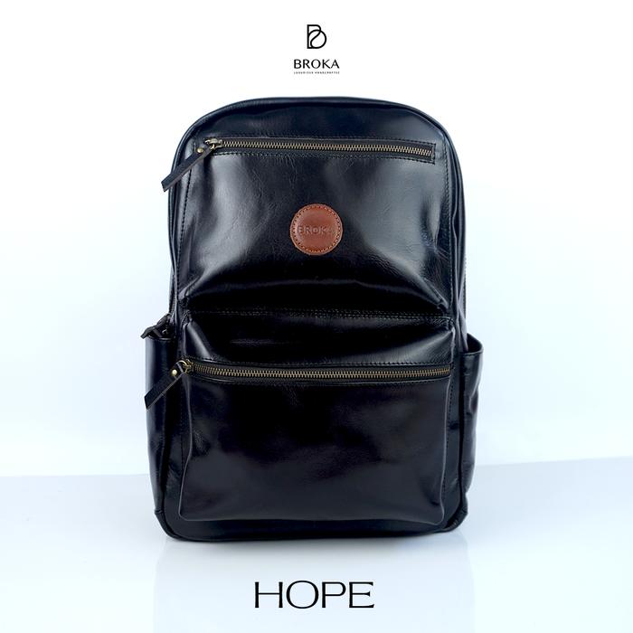 Gambar Broka Leather Tas Ransel Backpack Kulit Asli Premium Pullup HOPE - Black dari Broka Leather undefined Tokopedia