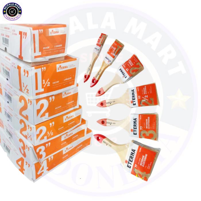 Gambar Kuas Cat Minyak Air Eterna Tipe 633 Ukuran 1" inch - 1.5" inch - 2" inch - 2.5" inch - 3" inch - 4" inch - 5" Inch Tembok Dinding Lusinan/12Pcs - 633, 1" inch dari Ocipala Mart undefined Tokopedia