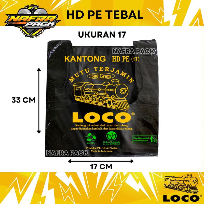 Gambar Kantong Plastik LOCO HD PE Tebal HITAM Ukuran 17 24 28 35 40 - 17 TEBAL HITAM dari Nafra Pack undefined Tokopedia