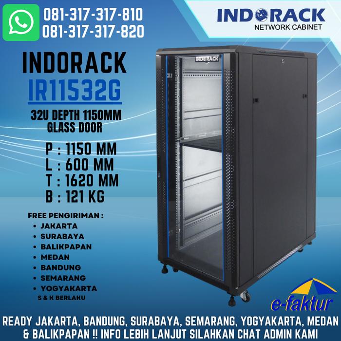 Jual INDORACK CLOSE RACK 32U DEPTH 1150MM GLASS DOOR - IR11532G RACK ...