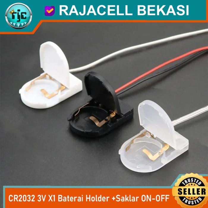 Gambar Baterai Holder CR2032 1X 3V Battery Case Tempat Baterai +Saklar ON OFF - Hitam dari Rajaduino undefined Tokopedia