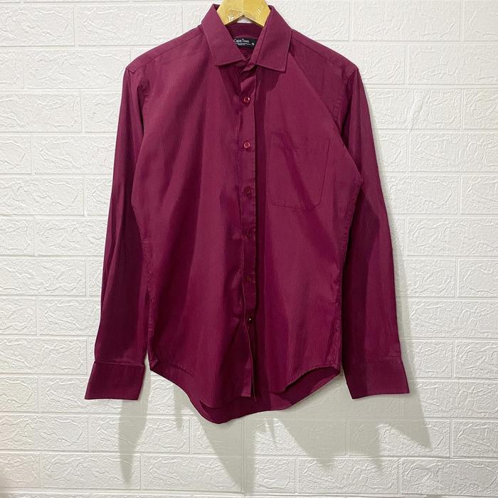 Gambar Cape town kemeja salur maroon slim fit (unisex) dari Mirai_2ndshop undefined Tokopedia