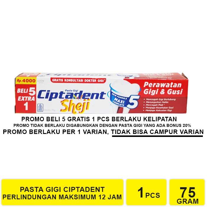 Gambar 1 PCS CIPTADENT PASTA GIGI 75GRAM (BELI 5 GRATIS 1) - PG MERAH, B5G1 - 1 PCS dari Sheji undefined Tokopedia