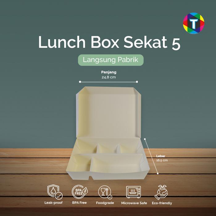 Gambar Lunch Box Polos Sekat 3, 4 & 5 / Paper Lunch Box Sekat Bento Eceran - Sekat 5, 50pcs dari Tribhuana undefined Tokopedia