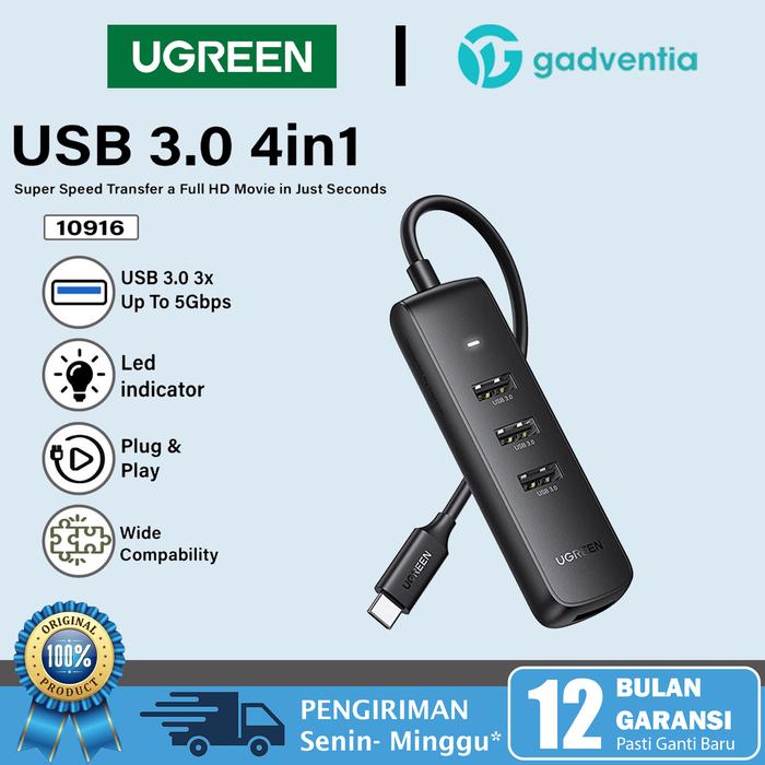 Gambar UGREEN Adapter Multiport 5in1 USB C HUB 100W HDMI 4K Samsung iPad Pro - 10916 4X USB A dari GADVENTIA undefined Tokopedia