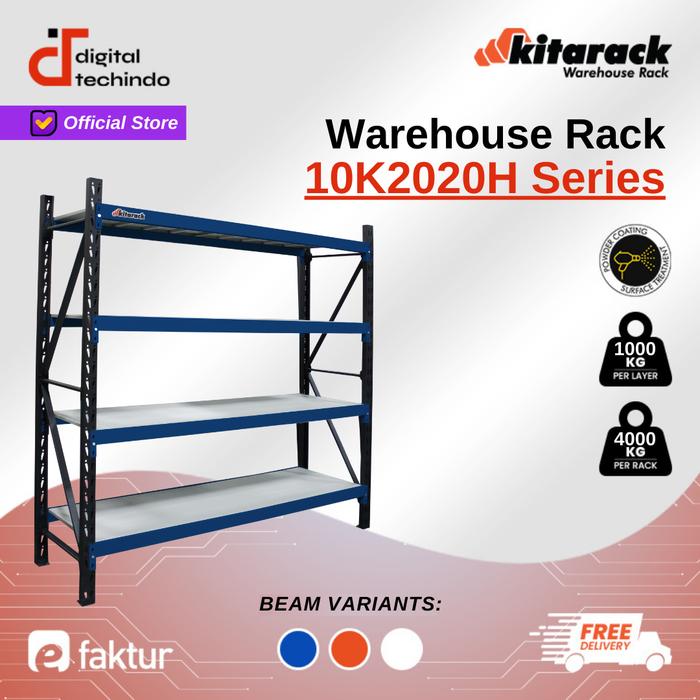 Gambar Rak Gudang Besi 1 Ton per Layer Rack Gudang 2 Meter Starter Rack Hitam - Biru, 2 Layer dari Digital Techindo undefined Tokopedia