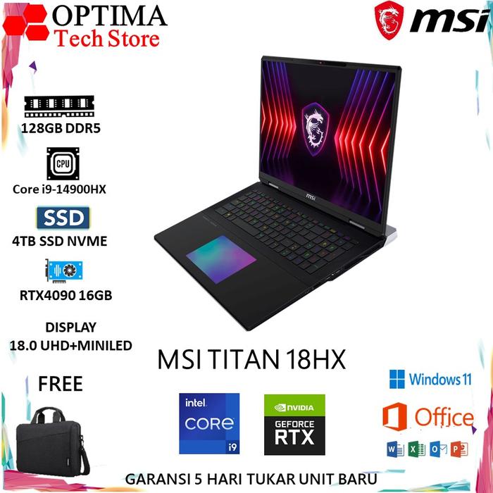 Gambar MSI TITAN 18HX Core i9-14900HX RTX4090 16GB/ 128GB 4TB W11+OHS 18.0UHD - Unit Only dari Optima Tech undefined Tokopedia