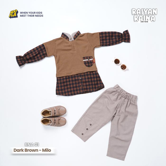 Gambar Setelan Baju Anak Balita Perempuan Lucu 6 Bulan 1 - 5 Tahun Raina Set - Dark Brown-Milo, S dari Ummah Store ID undefined Tokopedia