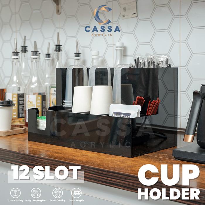 Promo Rak Paper Cup Coffee Holder Organizer Akrilik 12 Slot Multifungsi ...