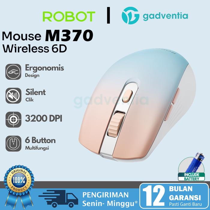 Gambar ROBOT M370 Mouse Wireless 2.4GHz Silent Klik Optical 3200DPI Pc Laptop - M370 PINK dari GADVENTIA Kota Administrasi Jakarta Barat Tokopedia
